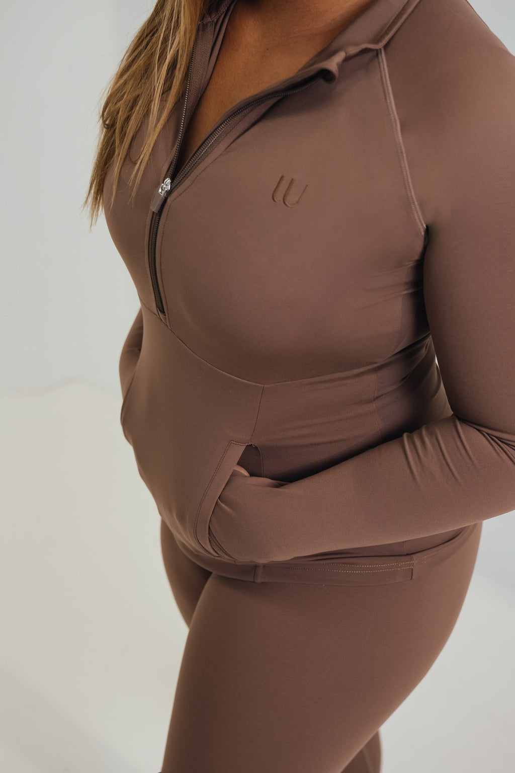UU Half-Zip Fitted Top - Coco Taupe