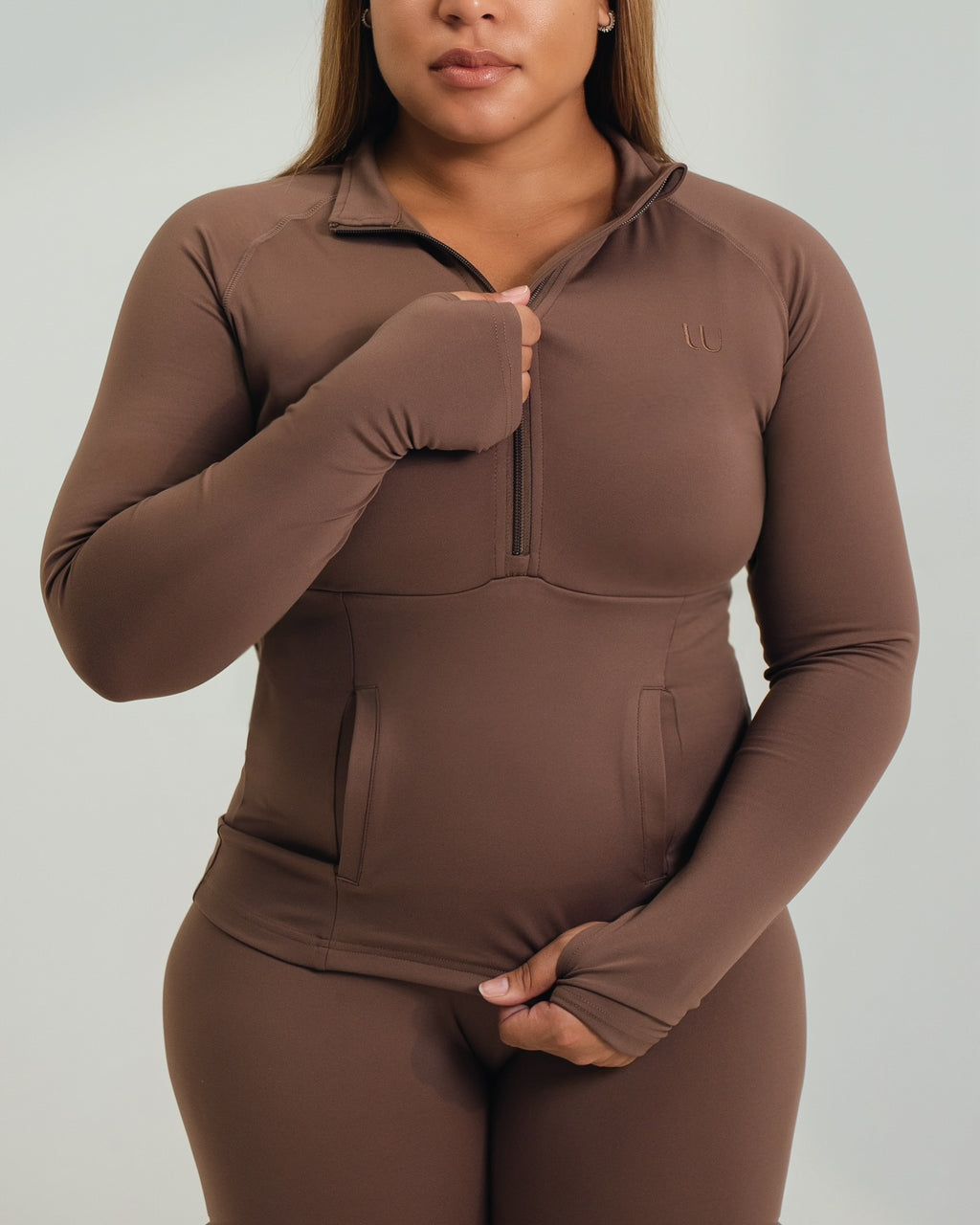 UU Half-Zip Fitted Top - Coco Taupe
