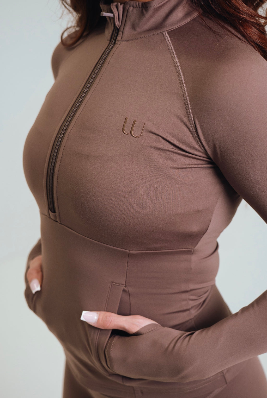 UU Half-Zip Fitted Top - Coco Taupe